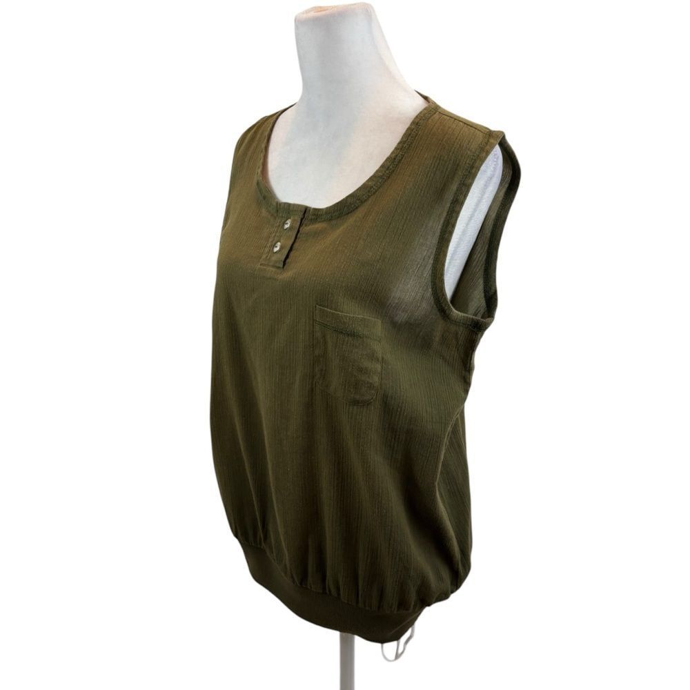 Ladies Vintage Joan Harper Green Sleeveless Blouse Size 12